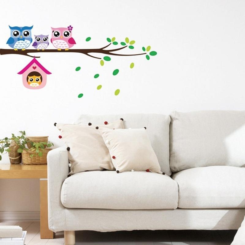 Owls Branch Wall Sticker Removable Family Vinyl Mural Bedroom Nursery Decor Decal
