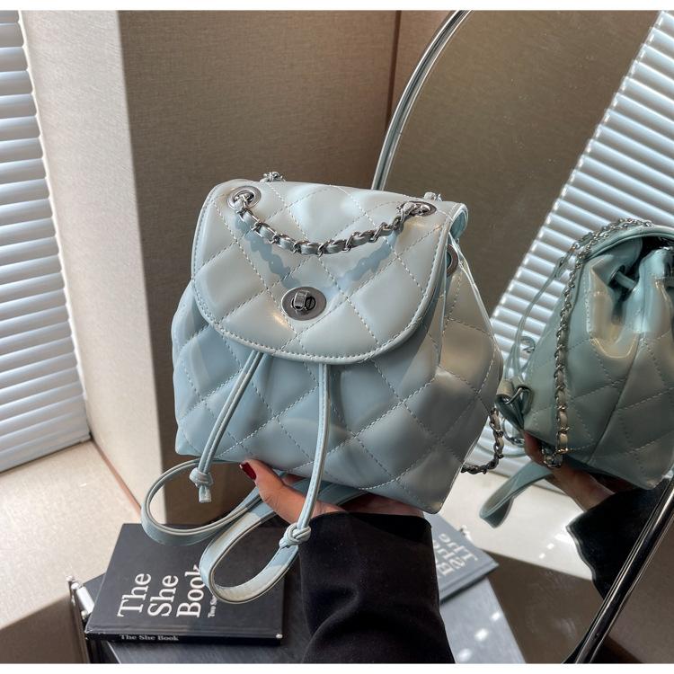 Schulrucksack Koreanische Version von lässiger Rautenketten-tragbarer kleiner Rucksack 1011 Frühling und Sommer neue ausländische Stil Einzel-Schulter schräg überwerfbar