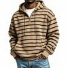 Men S Striped Half Zip Hoodie Long Sleeve Casual Loose Fit Kangaroo Pocket Sweatshirt