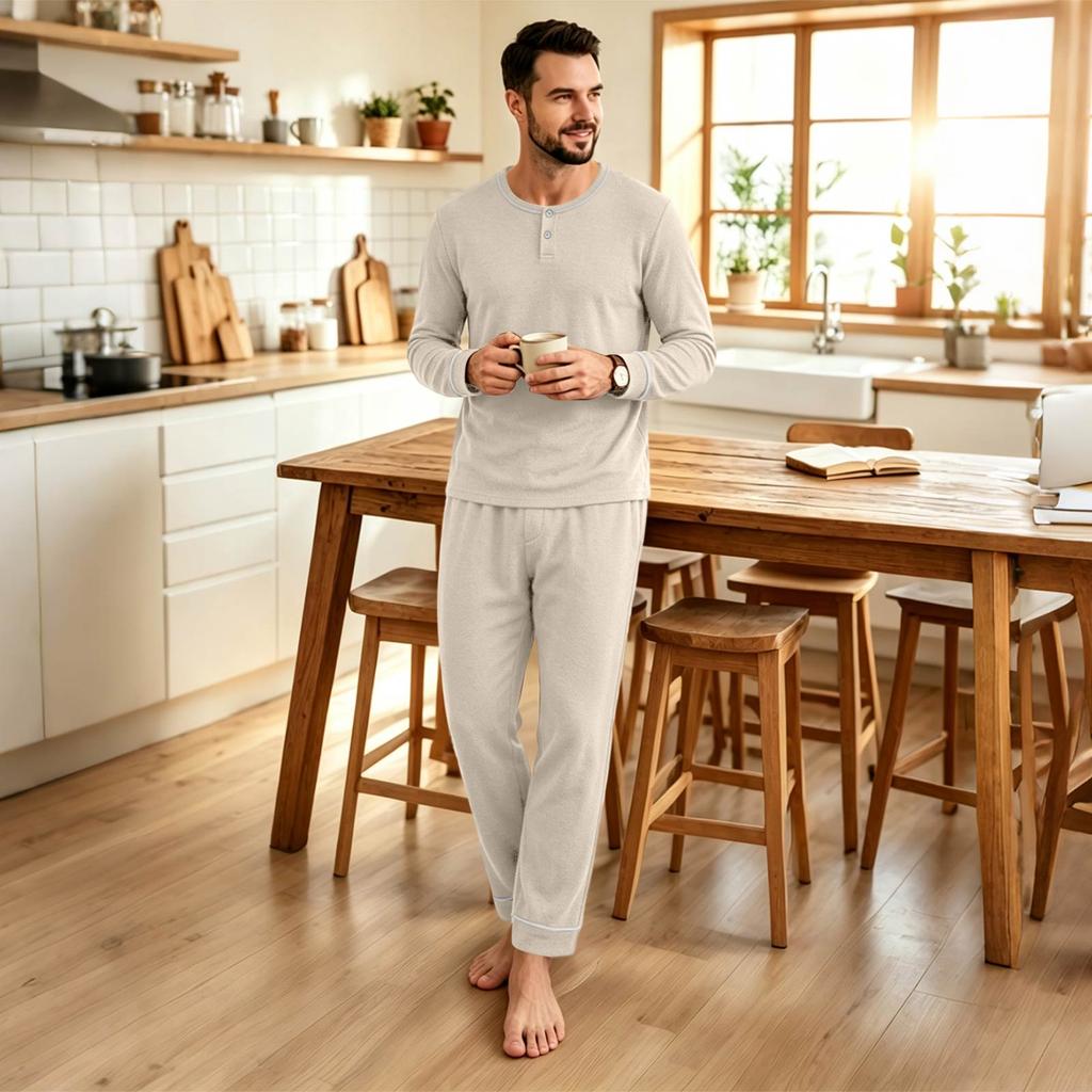 Men's Loose Fit Pajama Set Casual Comfortable Sleepwear for Home Lounging