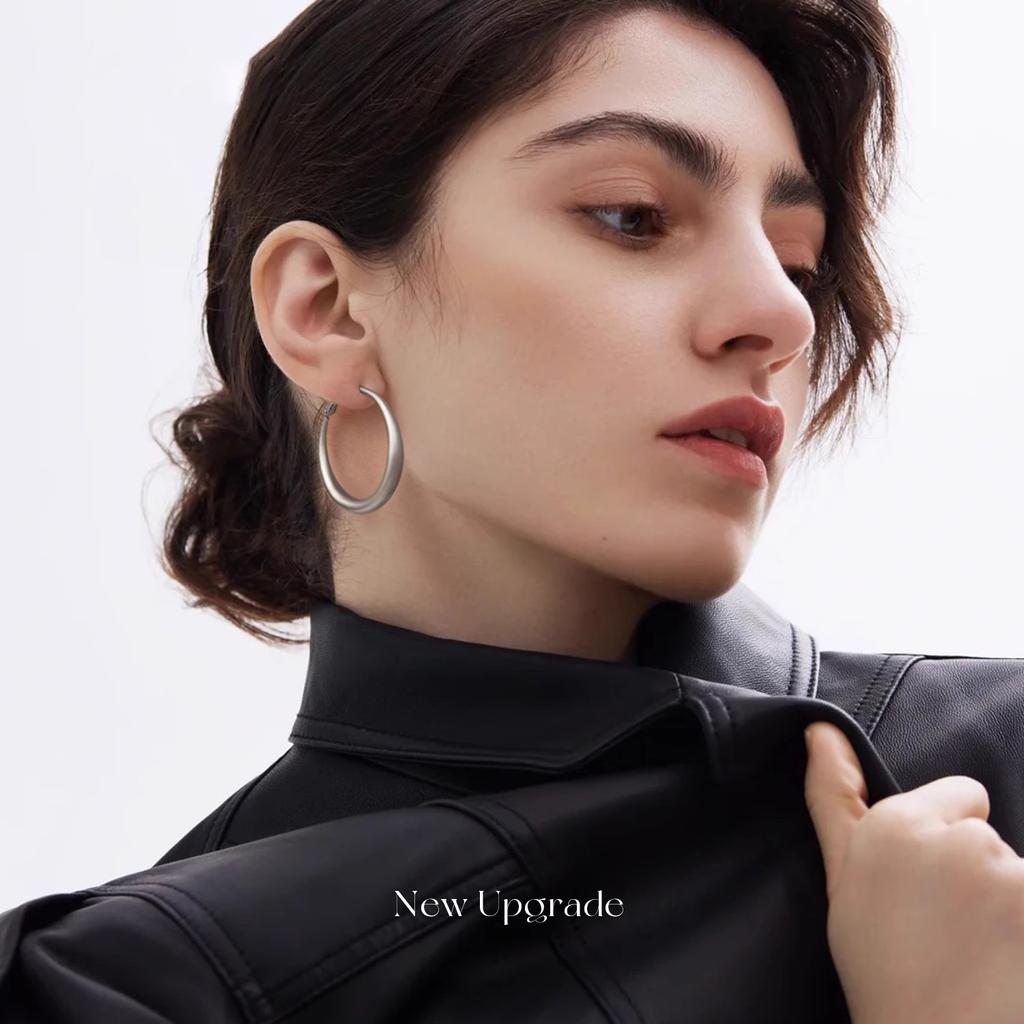 Matte Gold Plain Ring Earrings for Women, Popular New Styles, High-end Hong Kong Style Ear Accessories with Ear Rings