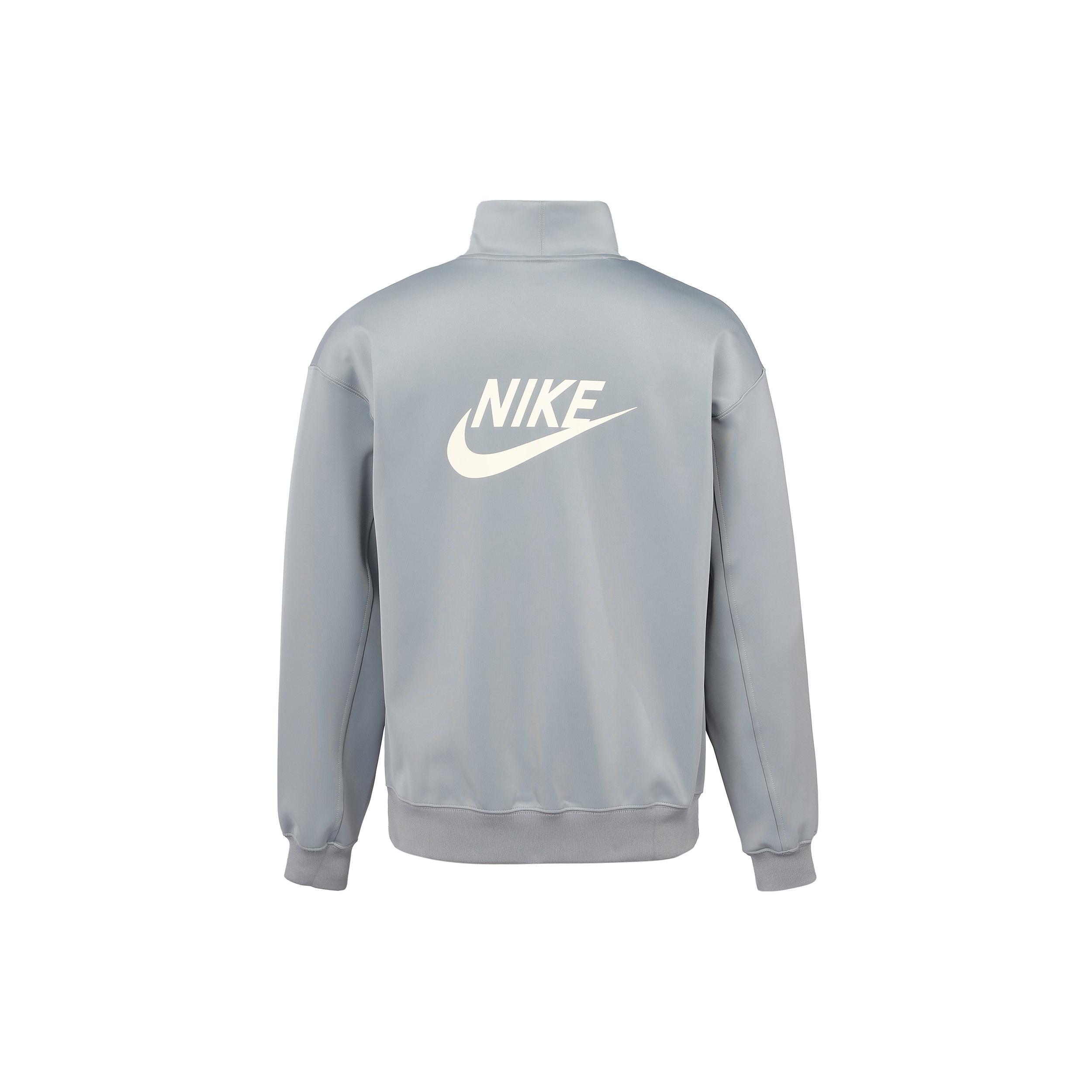 Men s Nike Back Alphabet Logo Printing Half Zipper Stand Collar Long Sleeves Jacket Milky Gray DQ4238-073 L