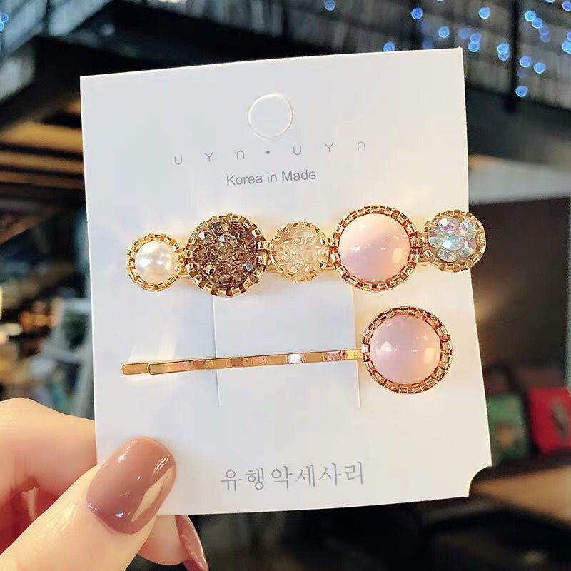 Korean Chic Round Pearl Flower Hair Pins Vintage Barrettes Hair Clips Set Crystal Metal Hair Accessories Hairgrip for Women