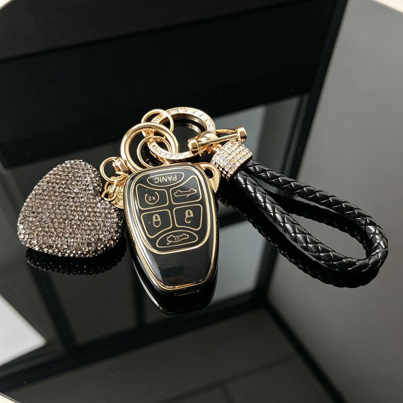Gold Edged Tpu For Jeep Wrangler Compass Patriot Liberty For Chrysler 300 Dodge Caliber Nitro Pacifica Car Key Case Cover Fob