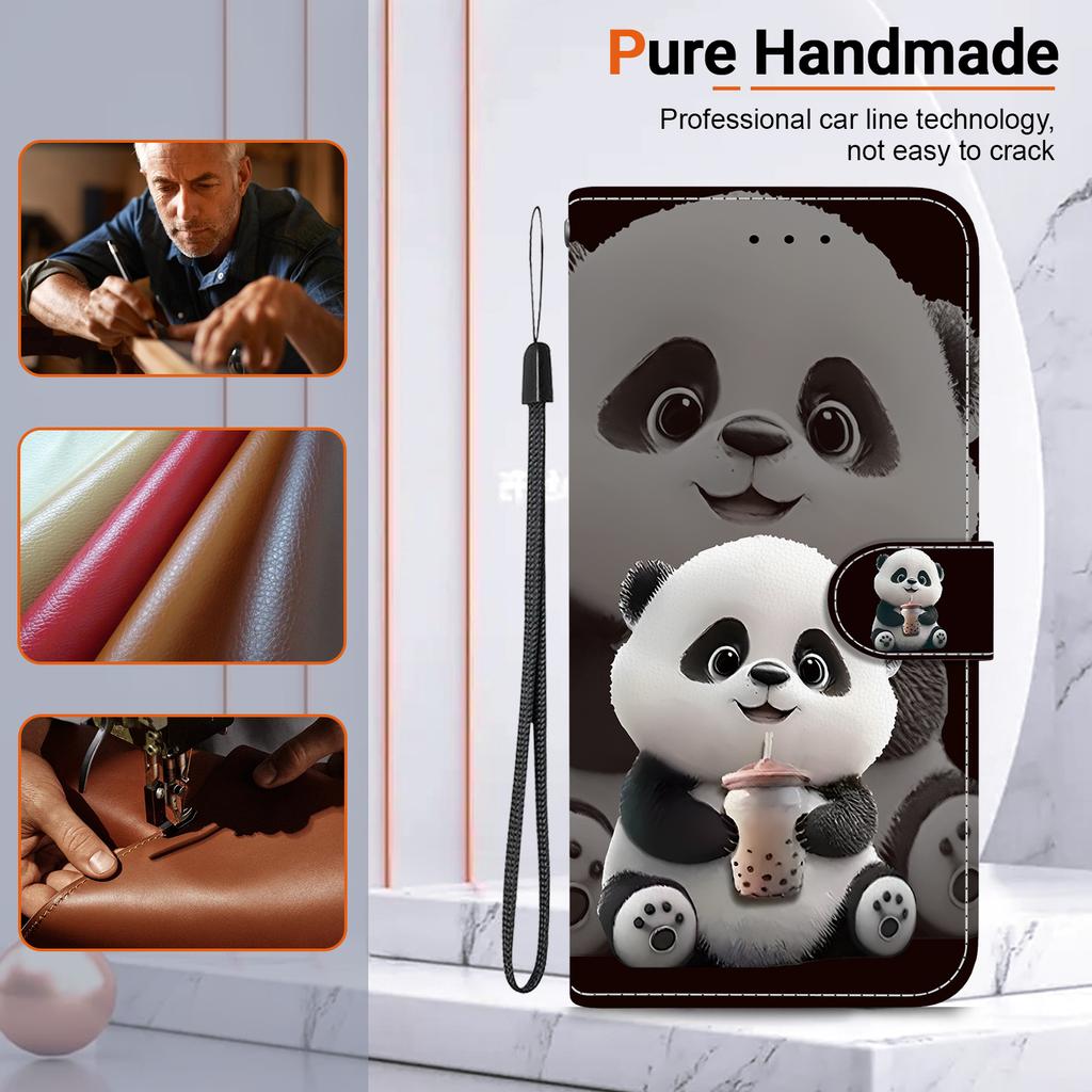 Ručně vyráběné PU kožené pouzdro s odklápěcím krytem pro Samsung A04e/F04/M04 (SM-A042F/E045F/M045F)- Protiskluzový nárazuvzdorný kryt s poutkem na zápěstí a designy srdce/růže a kočky