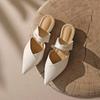 Outside Slides Pointed Toe Shoes Women's Slippers and Ladies Sandals Flat Top Designs Original Elegant Fashionable 2025 Luxury
