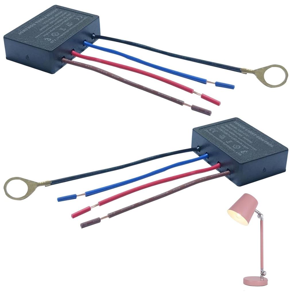 Touch Dimmer Switch 2 Pack, 3 Way Touch Sensor Dimmer, Touch Lamp Control Module, Replacement Sensor with 3 Levels Dimming Function, Fit Dimmable LED,