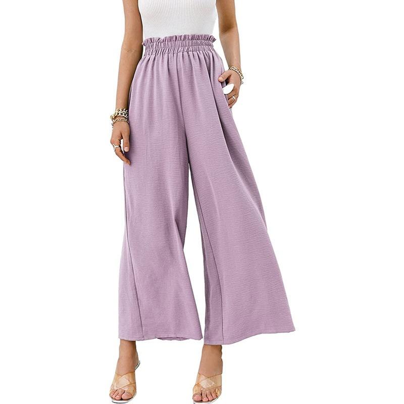 DAFIFY Women's Fashion Summer Spring Casual Solid Color Print High Waist Trousers Pants & Capris