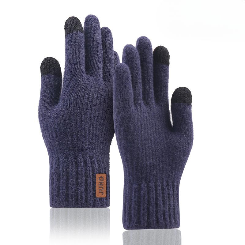 

Knitted Wool Cold Proof and Warm Gloves for Men Thickened Outdoor Cycling Plus Velvet Touch Screen Winter Gloves Touch Screen Average size