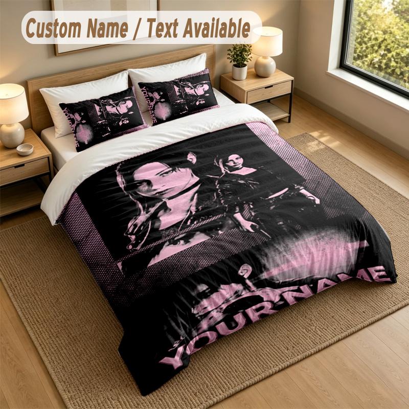 3Pcs Bedding Set Custom Name Text, 1 Sheet 2 Pillowcases Home Bed DecorResident Evil