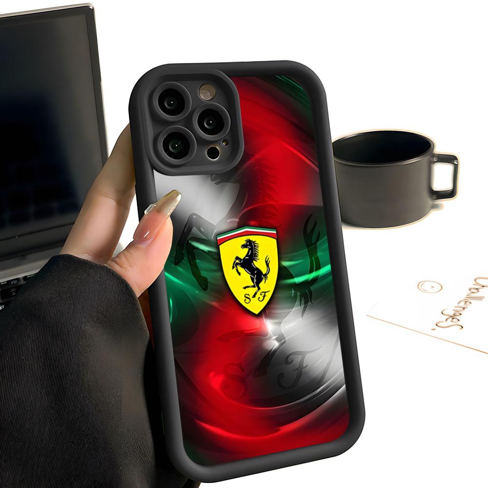 Luxury FerrariEs Sports Car Phone Case Simple Solid Color Frosted Silicone For IPhone 17 16 13 12 15 14 Promax Plus All Inclusi JG2