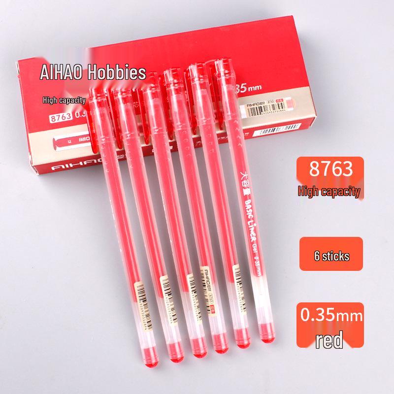 Student Use Ballpoint Pen - 0.35mm Water-Based Black, Red, Blue-Black Ink, Large Capacity