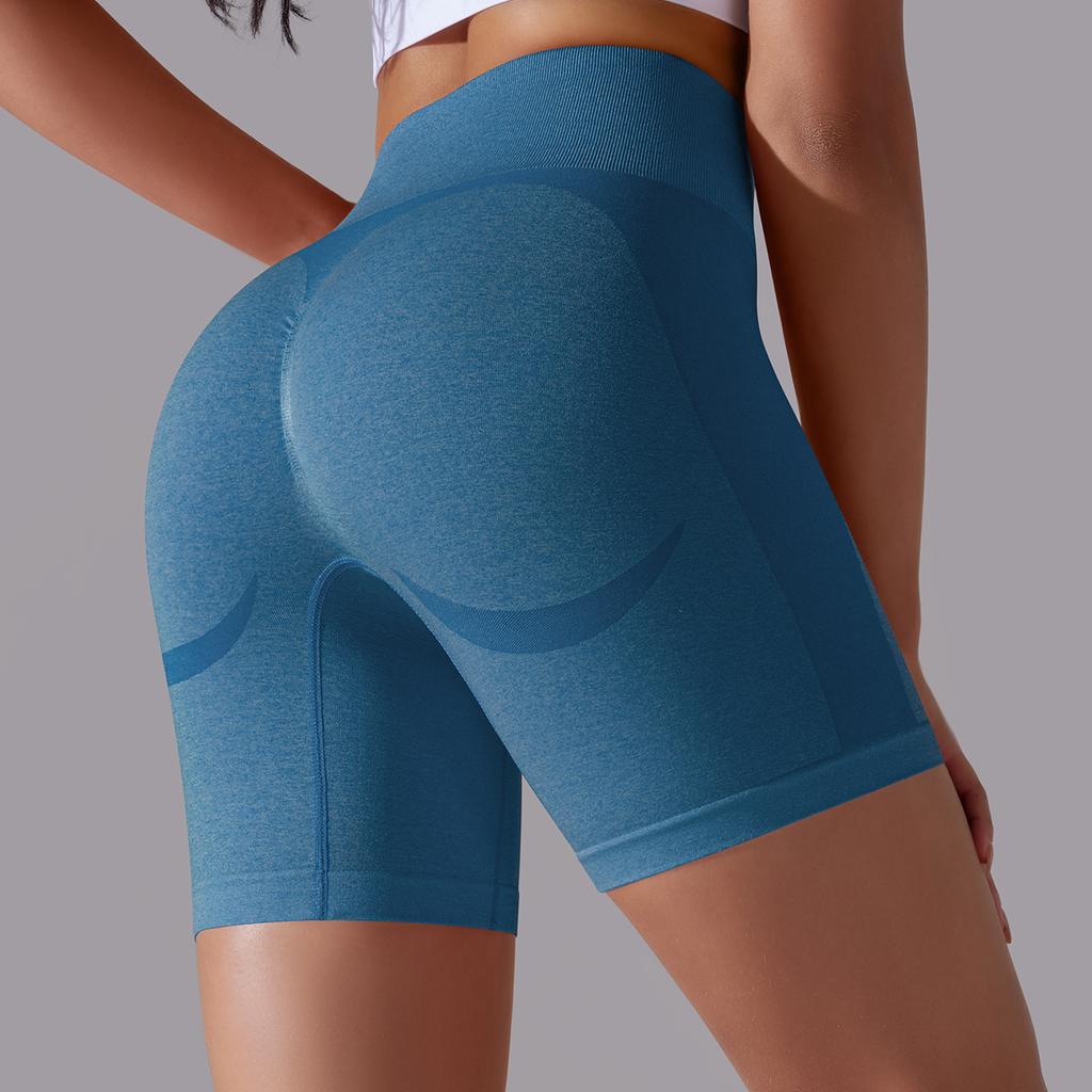 Seamless Belly Tuck Peach Butt Skinny Smile Pants Sports Yoga Pants High Waist Jacquard Fitness Shorts Women