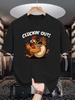 Unisex Crew Neck Tee Funny Chicken Egg Cluckin Out Slogan Print Soft Cotton Loose Short Sleeve Summer Casual Male Streetwear Tops