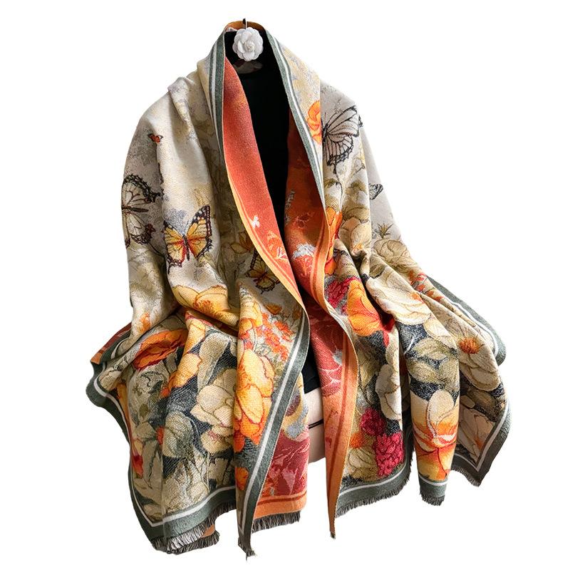 Butterfly Thickened High-End Sense Of Warmth, Scarf, Large Shawl, And Female Autumn And Winter