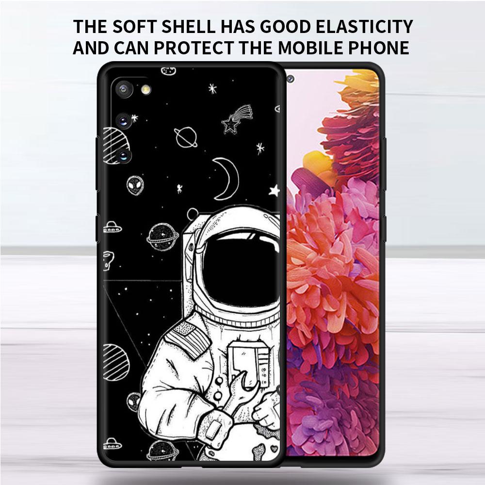 Soft Case For Samsung Galaxy Note 20 Ultra 10 Plus Lite A50 A70 A20 A40 A20e 9 8 A60 A10e Phone Cover Cartoon Cool Astronaut Sac