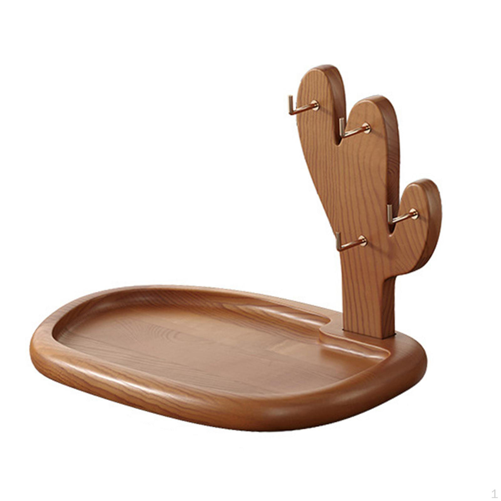 

Desk Organizer And Counter Versatile Key Tray Jewelry Display Made of Wood in Nordic Style B