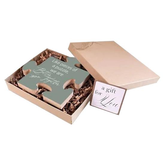 Dřevěná puzzle dekorace stolní puzzle ve tvaru ozdoby suvenýr dárek na rozloučenou a projev vděčnosti pro kolegy přátele