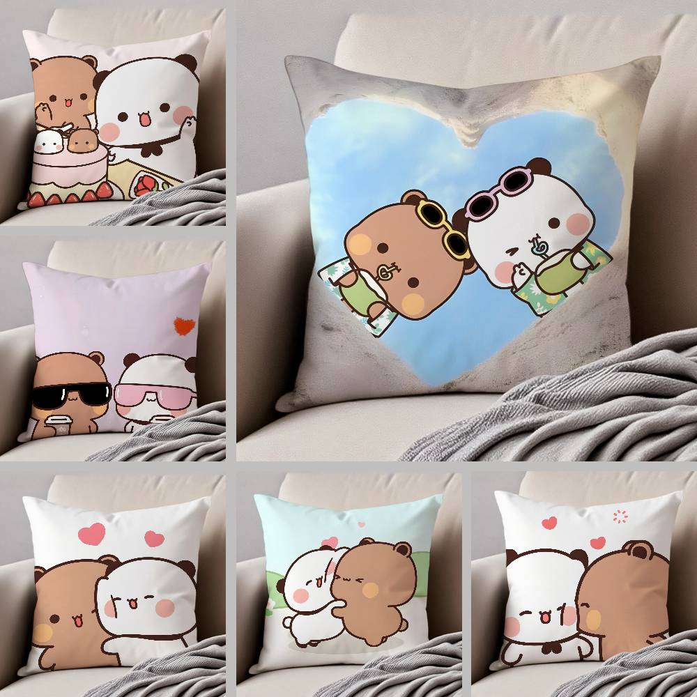 Cartoon Rolle Bubu & Dudu Paar Kissenbezug Milbenschutz Kissenbezug Verdeckter Reißverschluss Seidig Kurzer Plüsch Sofakissenbezug