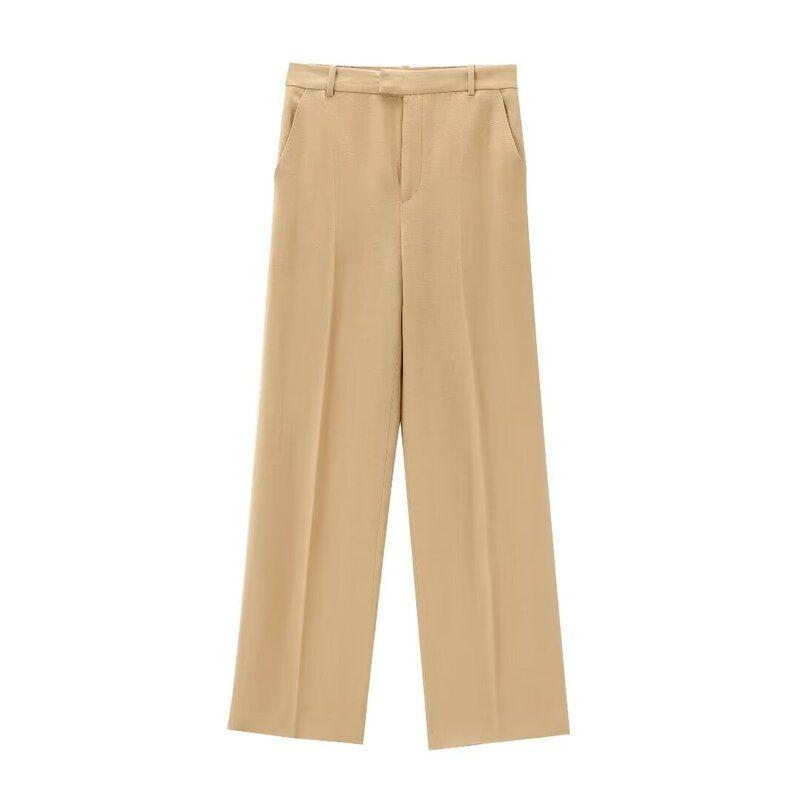 Women's Fashion Style Blended Vest Straight-Leg Pants Linen