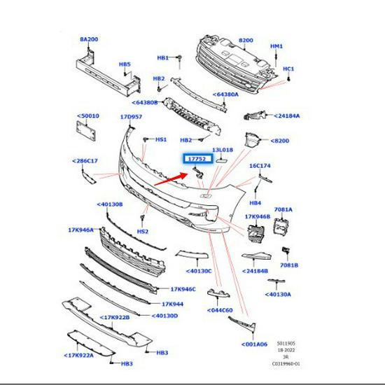 Front Bumper Lower Grille End Brackets for Land Rover Range Rover Sport 2023 Model, LR169795/LR169793