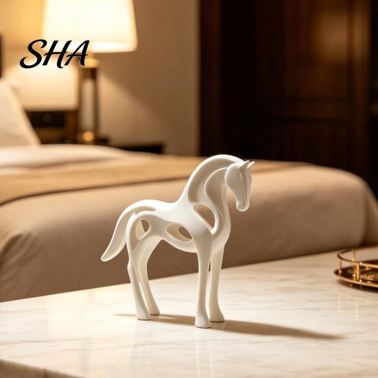 Artistic Desktop Ornament 3D Printed Abstract Horse Statue, Minimalist Galloping Stallion Sculpture with One-Piece Print Flowing Curves, Modern