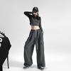 Drawstring Baggy Sweatpant Side Pocket High Waist Loose Wide Leg Jogger Long Pant Women Men Hip Hop Workout Style
