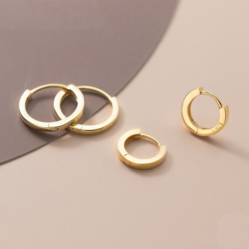 Gold Plated 925 Sterling Silver Hoop Earrings Women Trendy Ear Bone Perforated Design for Weddings