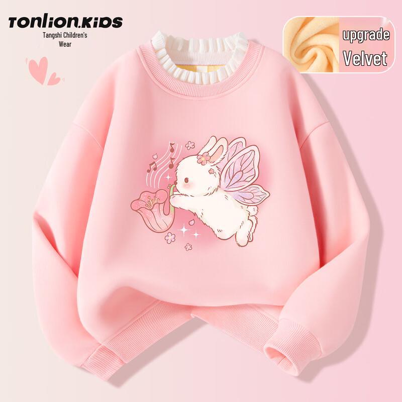 TonLion Girls  Ruffled Collar Fleece-Lined Sweatshirt 160