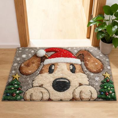 Yapay Kürk Yer Matı Karikatür Geyik Köpek Desenli Noel Temalı Kaymaz Halı Oturma Odası Yatak Odası Mutfak Dekorasyonu