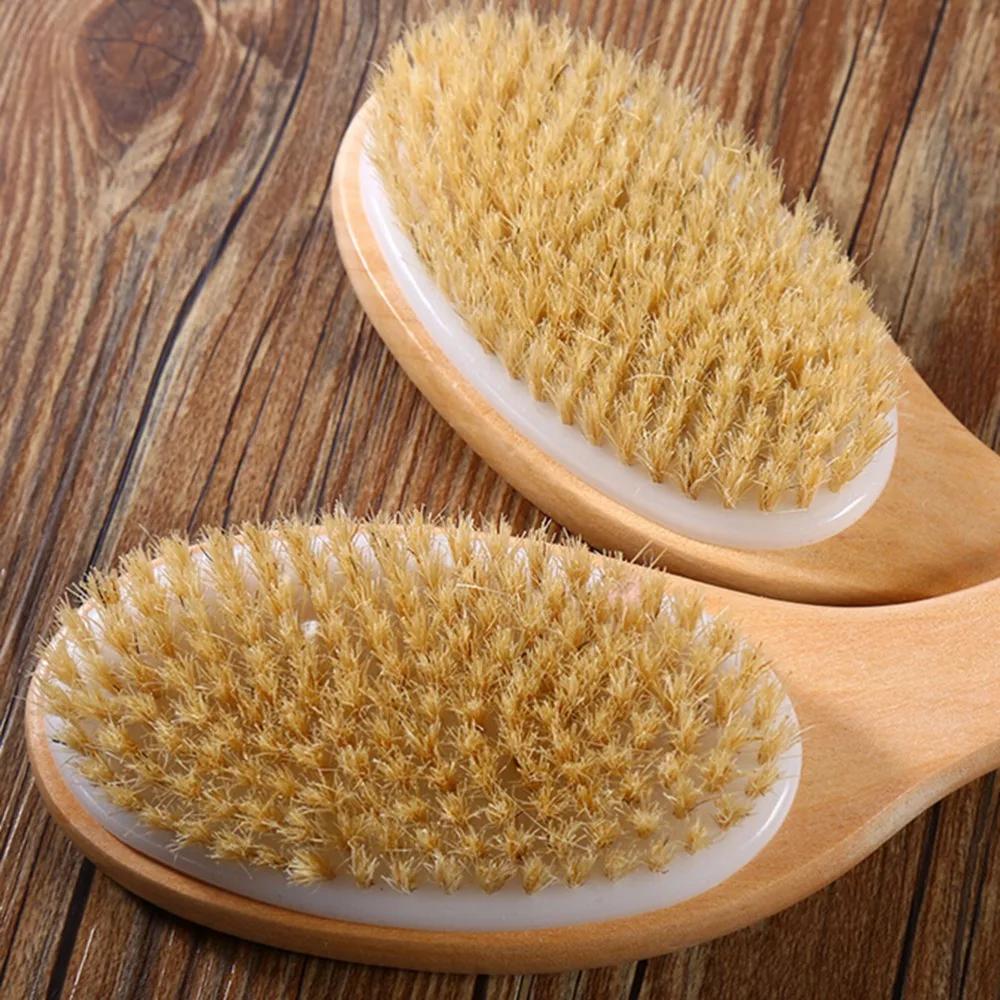 Dry Skin Wood Body Brush Exfoliation Natural Bristle Back Brush Massager Bath Shower Back Spa Scrubber Dry Massage Brush Tools