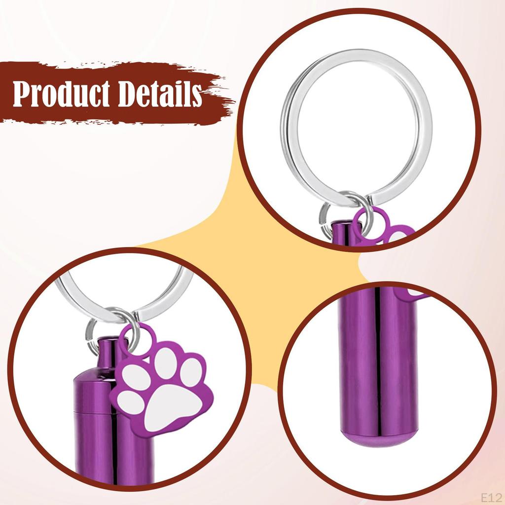 Cremation Jewelry Urn Keychain for Keepsake Key Chain Unique Metal Pet Hair Storage Bottle