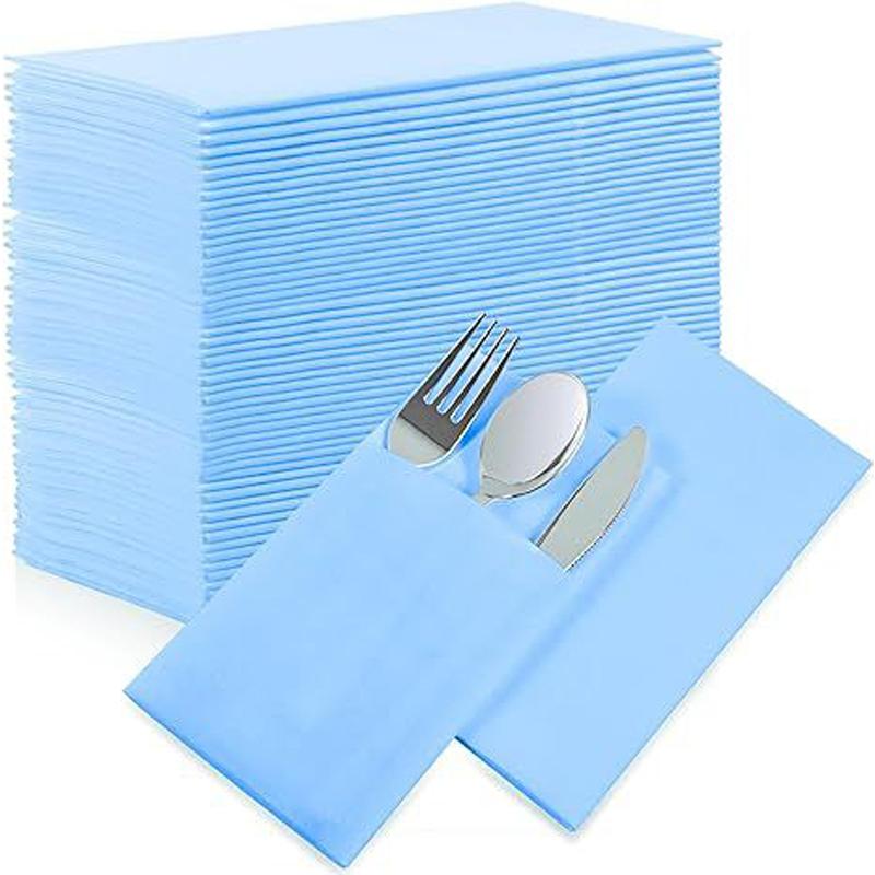 50pcs Disposable Dinner Napkins Flatware Pocket Prefolded For Wedding Party Decoration Folding Knife Fork  Bag Napkin