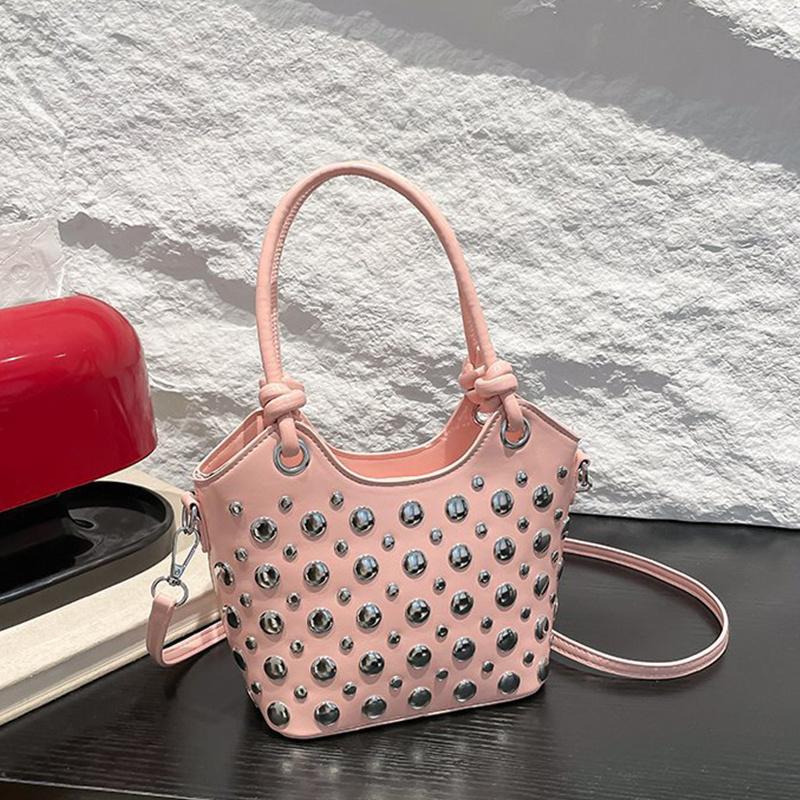 Rivet Shoulder Bags American Style PU Leather Tote Bag Large Capacity Commuting Handbag Messenger Causal Crossbody Commuter Bag