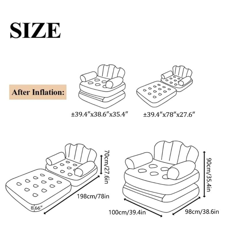 Multiple Position Adjustable Air Sofa Bed Waterproof PVC Fabric Foldable Furniture For Apartment Dorm Outdoor Relaxation