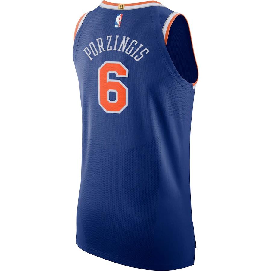 Nike New York Knicks Kristaps Porzingis Authentic Jersey Icon Edition Basketball Jersey Men's Dark Blue AV2676-495