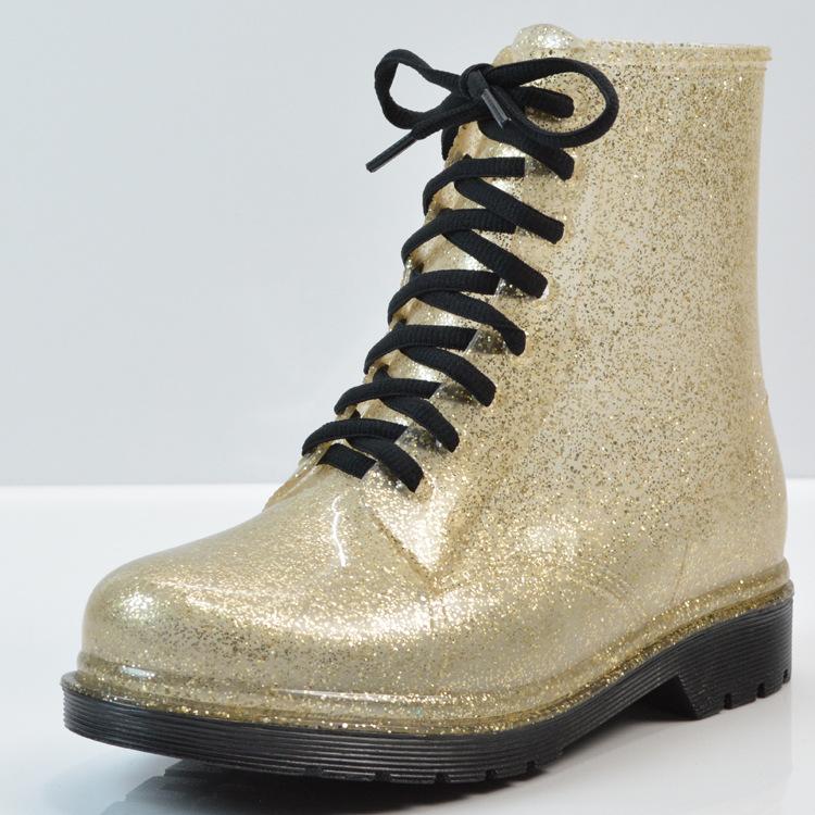 

2024 резиновые сапоги модные женские однотонные резиновые сапоги на плоской подошве, водонепроницаемая обувь на шнуровке, теплые резиновые сапоги до середины голени на платформе 40