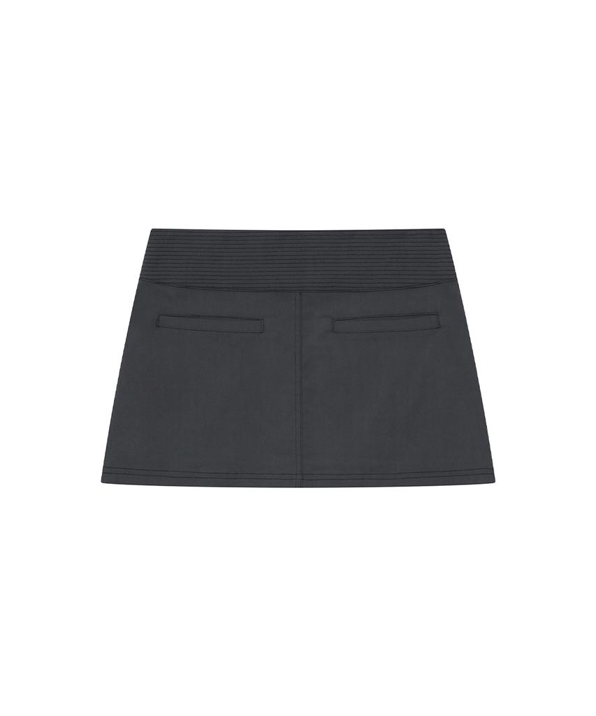 Miseki Seoul Stitch Pocket Mini Skirt Charcoal