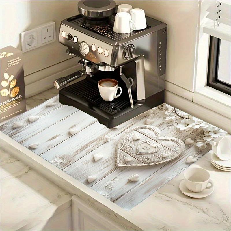 1Pcs Rubber Drying Mat With 3D Floral Print For Coffee Shop Restaurant Kitchen Carpet Tableware Durable Diatom Mud Table Mat Pet Mat Coffeeware