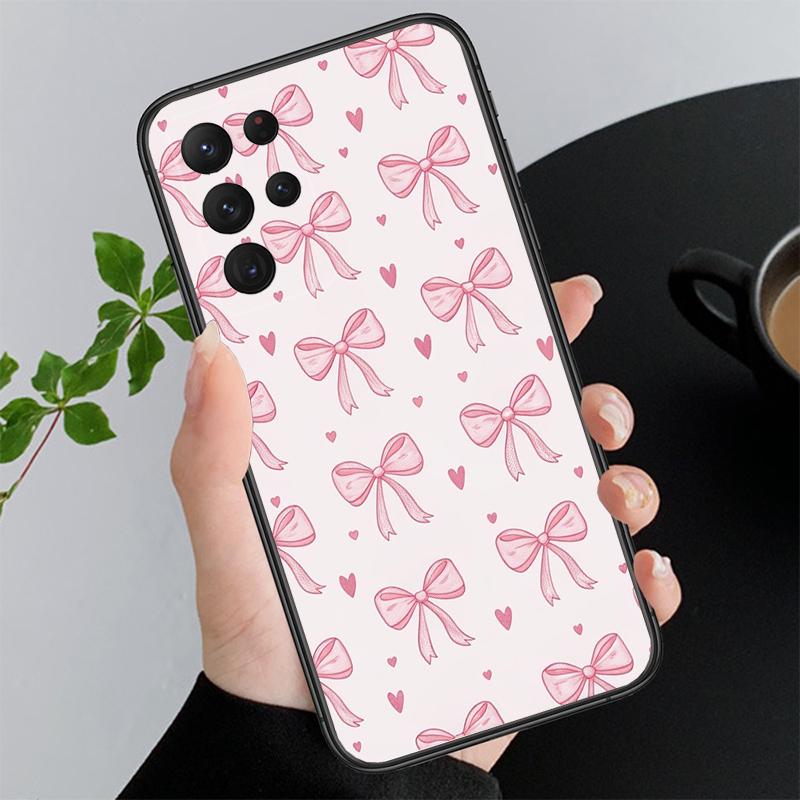 Phone Case For Samsung A17 A55 A16 A56 A35 A15 A53 A54 A33 A34 A25 A05S A52 A52S A07 A26 A06 Cute Pink Heart Bow