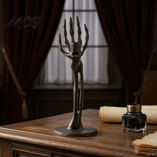 Halloween Candle Holder Skeleton Holder, Gothic Resin Hand With Stable Base And Standing Candlestick Holders for Table Mantel Decor Stand