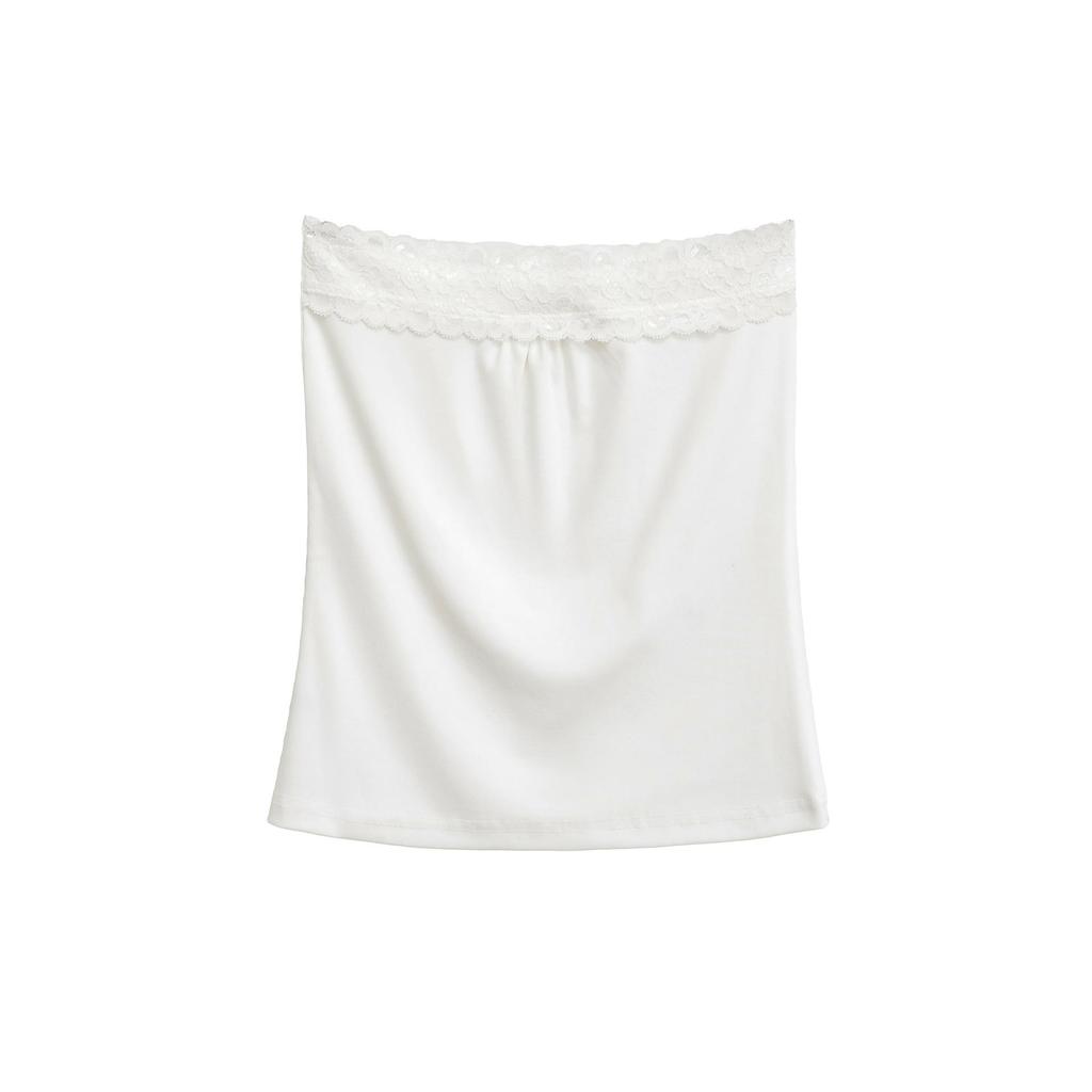 European Style White Lace Off-the-Shoulder Bandeau Top