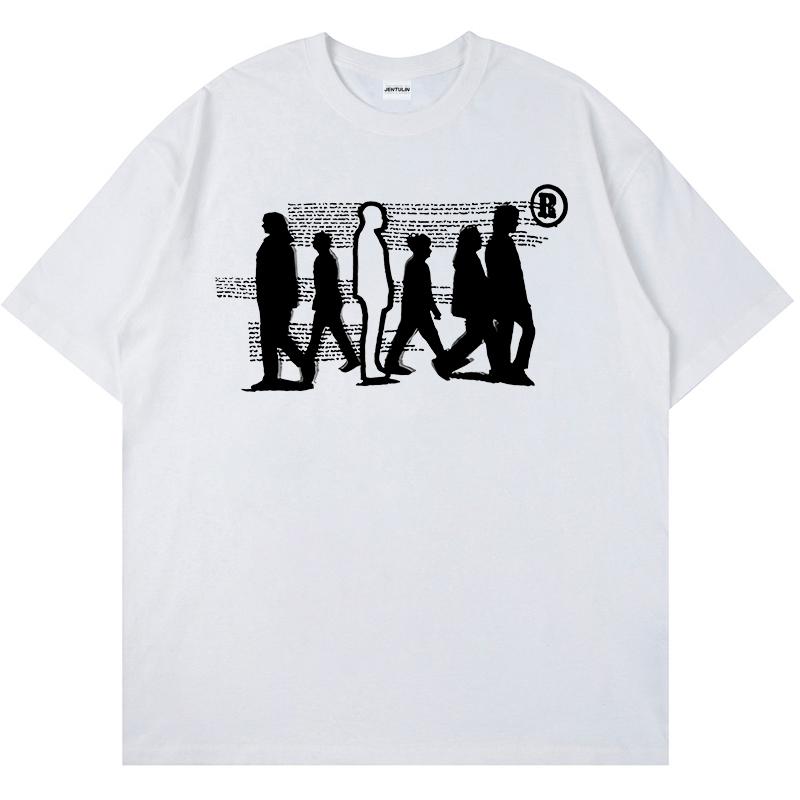 Harajuku Mens Clothing Streetwear Graphic Shadow Print TShirt Hip Hop Cotton Tee Summer Fashion Loose Short Sleeve Tshirt Goth