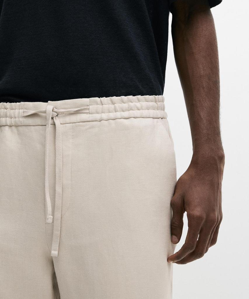 Masimodutti Total Look Waist Detail Linen Pants