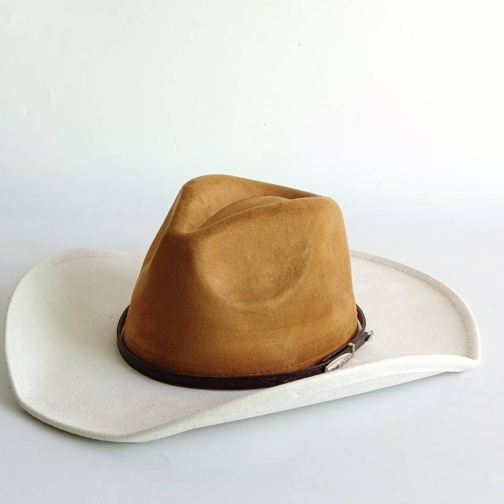 Western Cowboy Style Suede Patchwork Wide-brimmed Hat Parties Riding and Mexican-style Panama Hats Chapéu