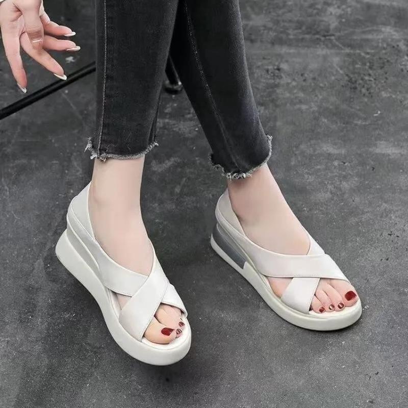 

Босоножки с открытым носком женские летние на платформе на каблуке-рюмочке с рыбьим носком одинарная обувь повседневная верхняя одежда сандалии на танкетке-маффине женские 40