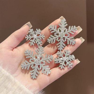 Forcina per capelli con fiocco di neve invernale e strass - Graziosa molletta in metallo per capelli e frangia