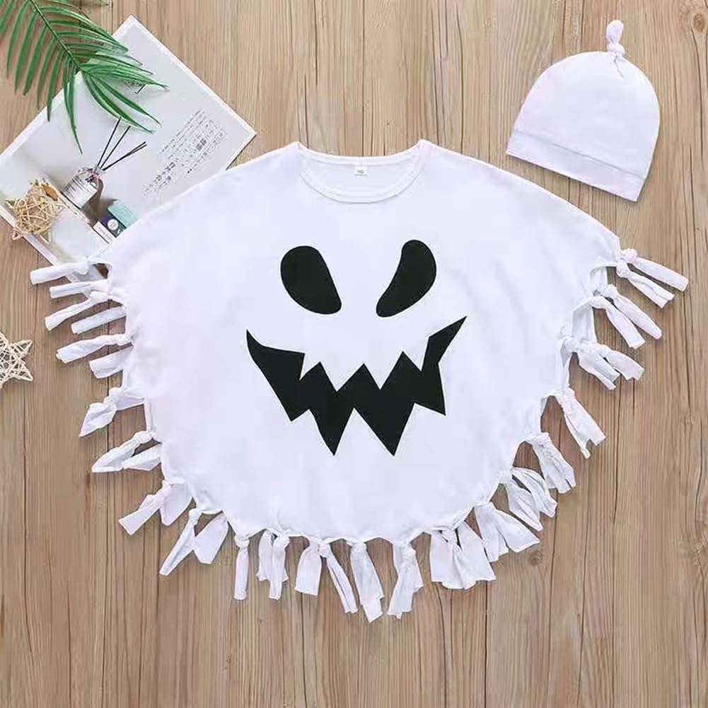Limspace Halloween Cosplay Geisterumhang für Kinder, 3-teiliges Set, Geisterkostüm für Kinder, Unisex, Teufelskostüm, Inklusive Hut und Tasche, Perfekt für