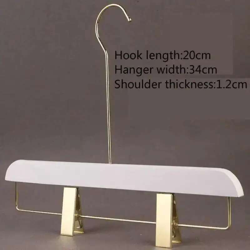 5PCS White Lady Garment Hangers White Wooden Store Chothing Display Hanger Golden Hook Korean Version Custom Logo Engraved