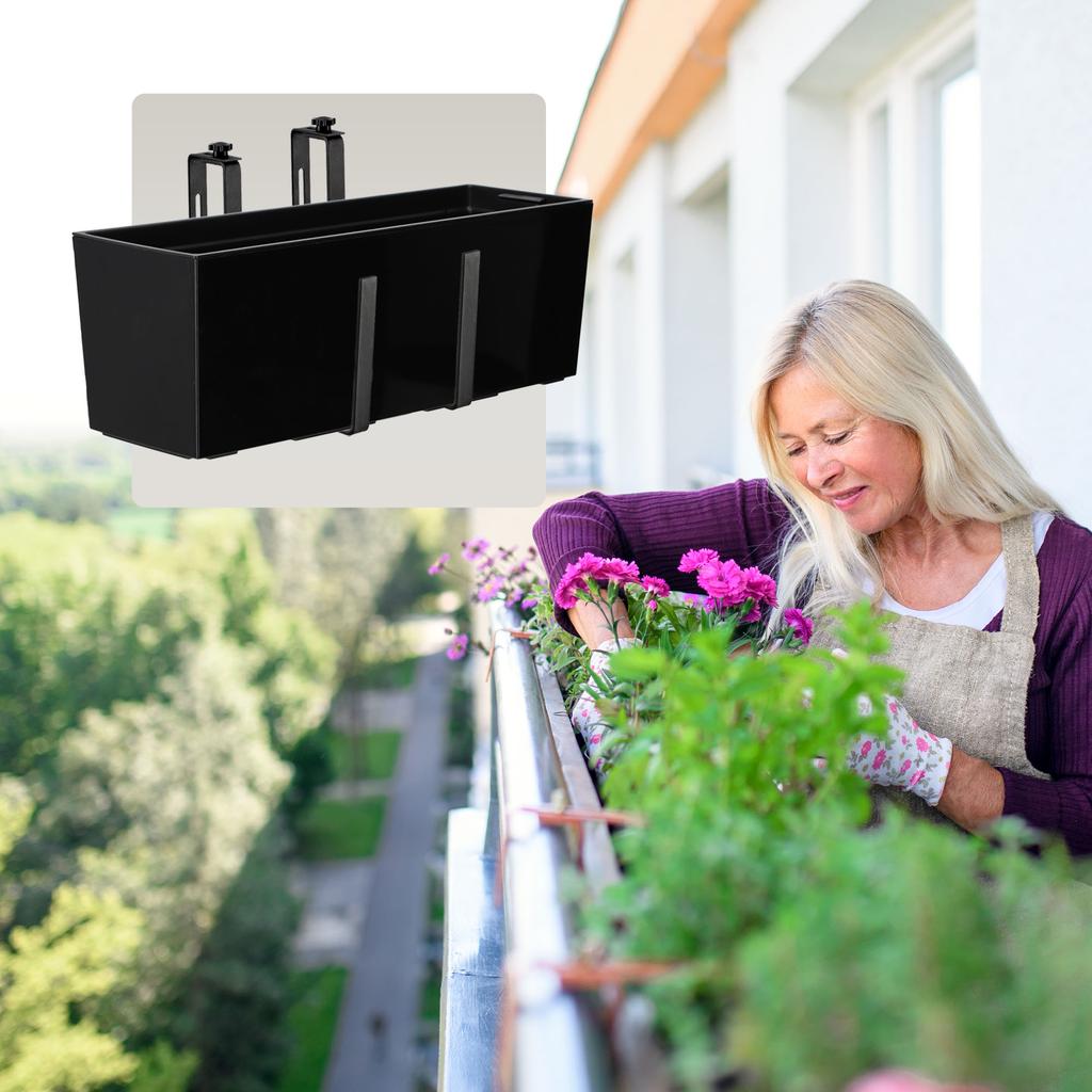 KADAX Flowerpot Balcony Box Handles 19x56cm Black